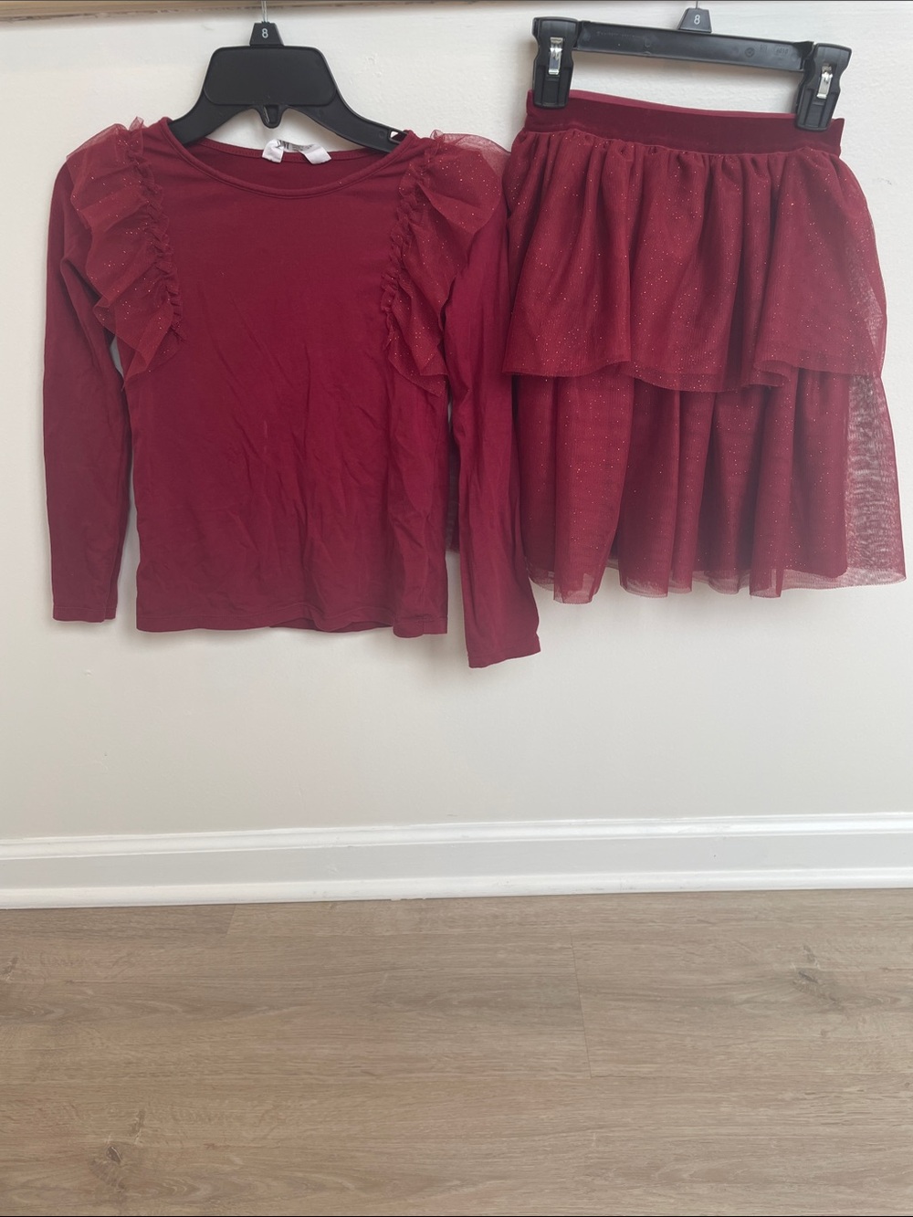 H&M Maroon Two-Piece Tutu Set – Kids Size 6–8